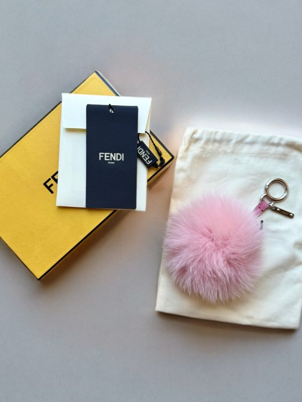 Fendi Pink Fox Fur Pom Pom Bag Charm